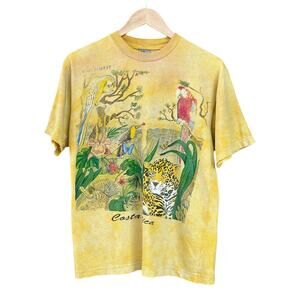 Vintage ‘90s Unisex M Return to the Rainforest Costa Rica Yellow Tie-Dye T-Shirt